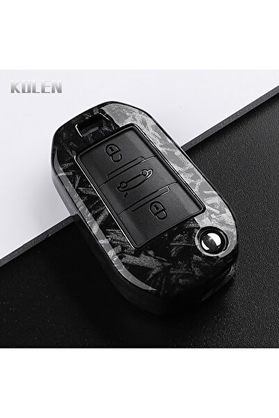 Choice22 3A Btn F-Carbon ABS Carbon Fiber Style Car Key Case Cover For Peugeo...