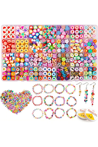 Choice1 560PCS 24 Styles Polymer Clay Beads Kit Cute Fun Clay Beads Flower Bu...