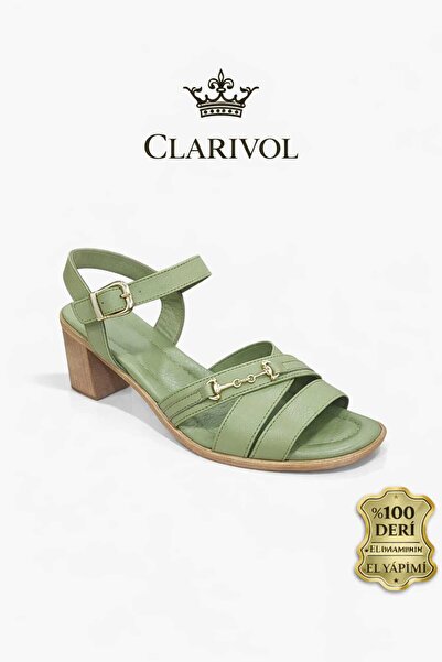 Clarivol Hakiki Deri Kadın Topuklu Sandalet