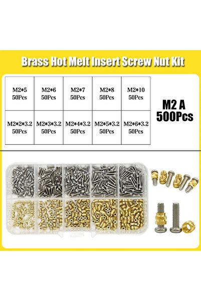 Choice4 M2 A 500pcs 420/500Pcs Heat Set Insert Nuts Stainless Steel Brass The...