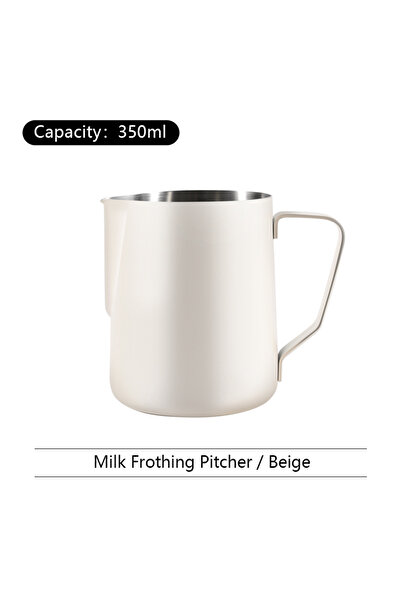 Choice4 350ml-Beige Stainless Steel Milk Frothing Jug Long Rounded Spout Latt...