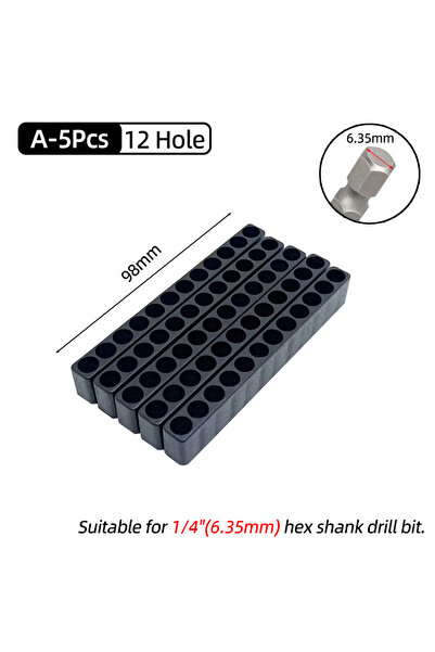 Choice4 أ- مجموعة من 5 قطع، 12 فتحة، 6/8/10/12/15 فتحة، حامل رؤوس مفك براغي س...