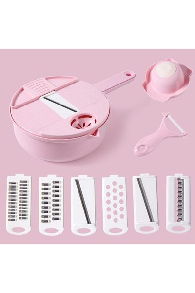 Choice1 قطاعة خضراوات يدوية متعددة الوظائف باللون الوردي، مبشرة، قطاعة بطاطس ...