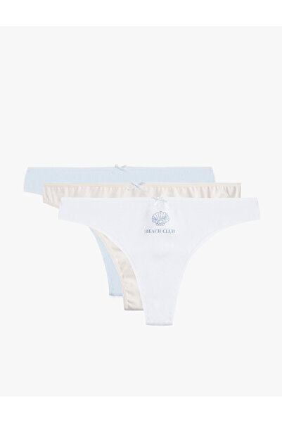 Koton Comfortable Fit Printed Bowknot 3-Piece Brazilian Panties Set