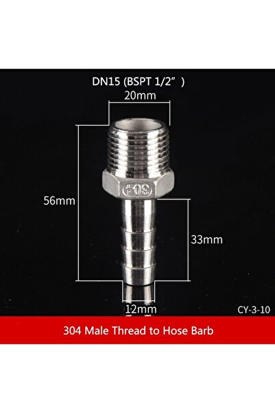 Choice7 وصلة خرطوم من الفولاذ المقاوم للصدأ 304، مقاس 1-2 × 12 مم، قطعة واحدة...