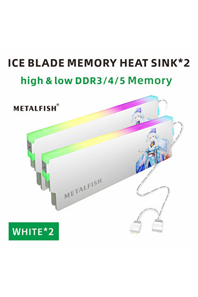 Choice1 White 2 PCS METALFISH DRAM Heatsink 5V-3PIN ARGB DDR3 DDR4 DDR5 Alumi...