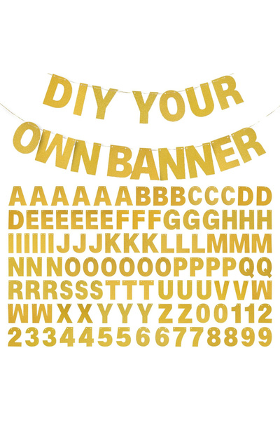 Choice Gold Gold DIY Banner Kit with Letters Glitter Banner Letters Gold Birt...