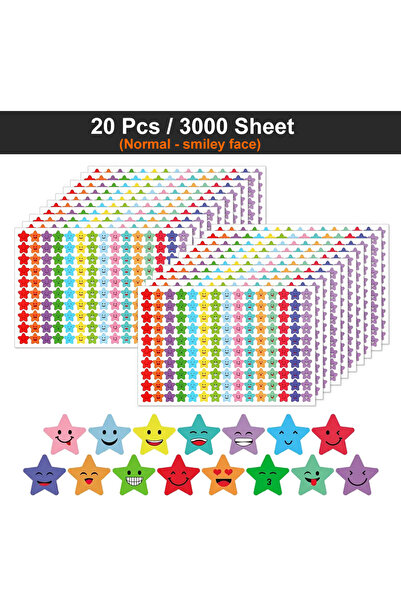 Choice6 Clear 450-3000 Sheet Happy Face Stars Reward Sign Stickers Pack DIY S...