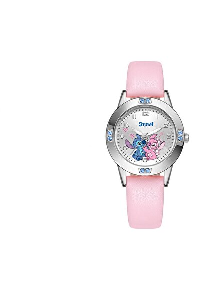 Choice1 ساعة ديزني وردية اللون، مزينة برسومات كرتونية، مرصعة بالألماس، تعمل ب...
