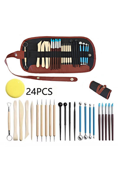 Choice8 مجموعة أدوات نحت طين الفخار 24 قطعة - من 5 إلى 61 قطعة، مع حقيبة حمل.