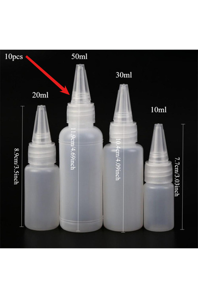 Choice 10 زجاجات غراء بلاستيكية فارغة سعة 150 مل مع أغطية لولبية، مزودة بقطار...