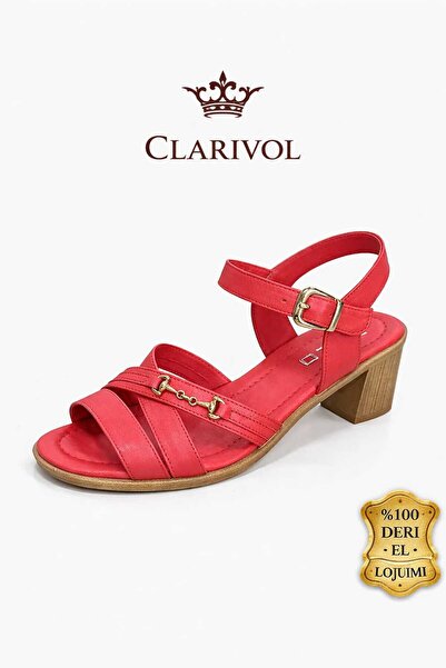 Clarivol Hakiki Deri Kadın Topuklu Sandalet