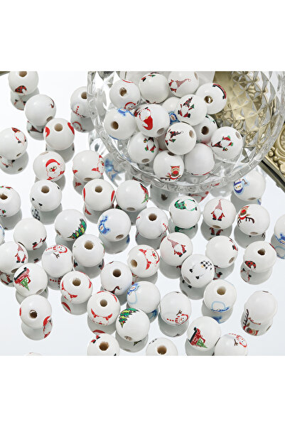 Choice8 10 قطع من الخرز الخشبي الأخضر على شكل رجل ثلج، مقاس 16 مم، بنمط 05، خ...