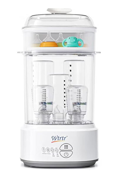 wtrtr معقم ومجفف زجاجات الأطفال، معقم بالبخار 4 في 1، سعة كبيرة