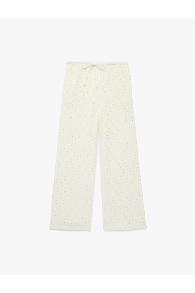 Koton Puantiyeli Beli Bağcıklı Rahat Kalıp Geniş Paça Müslin Pantolon