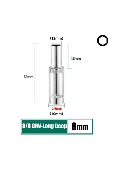 Choice3 مجموعة مفاتيح ربط سداسية طويلة وعميقة من الكروم والفولاذ المقاوم للصد...