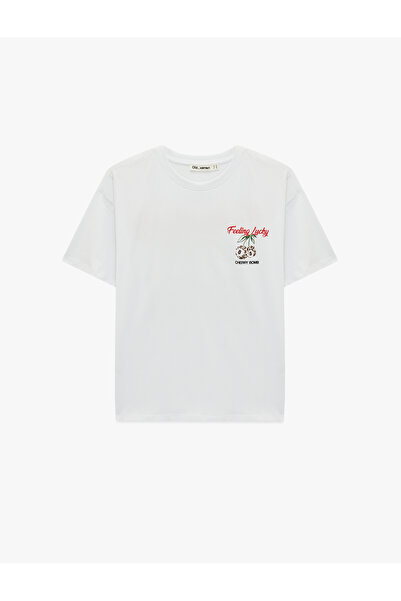 Koton Tricou confortabil din bumbac, cu mânecă scurtă, cu decolteu tip crewne...