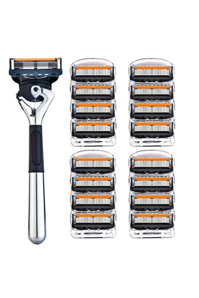 Choice1 ماكينة حلاقة يدوية للرجال بمقبض واحد و16 شفرة، شفرة من 5 طبقات قابلة ...