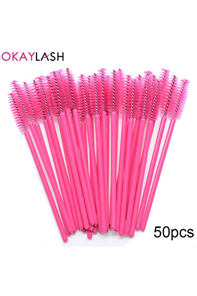 Choice14 All hot pink 50pcs Disposable Eyelash Brushes Crystal Eye lash Masca...