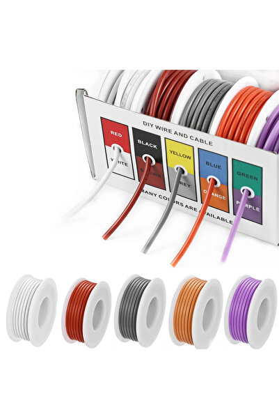 Choice14 20AWG 5x10M 2 5 Colors Mix Kit UL1007 Wire PVC Insulation Tinned per...