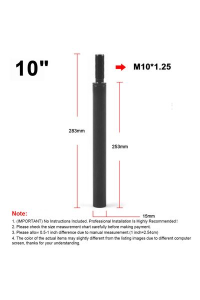 Choice11 10inch and M10X1.25 2‘’ 3‘’ 3.5‘’ 4‘’ 10'' Aluminum Shift Knob Exten...