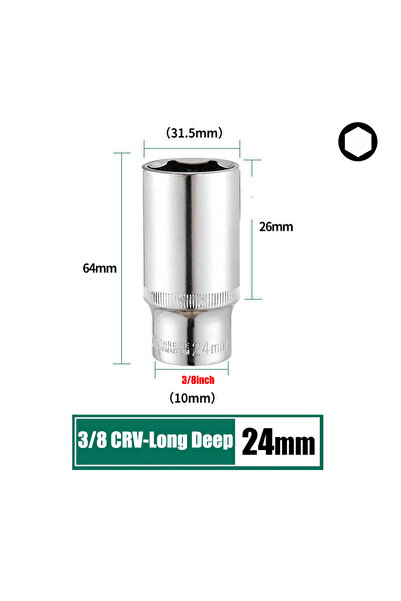 Choice16 مجموعة مفاتيح ربط سداسية طويلة وعميقة من الكروم والفاناديوم، مقاس 24...