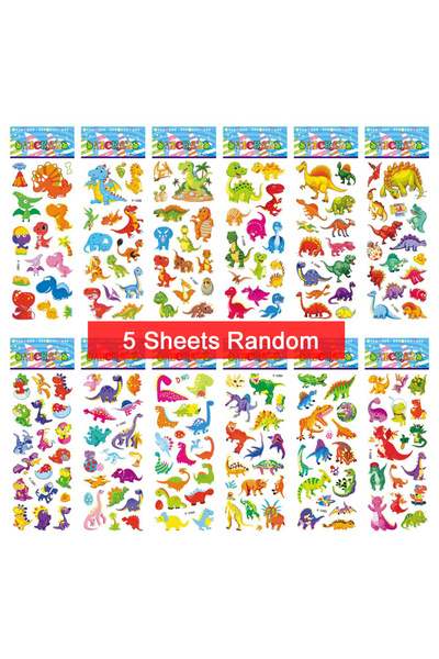 Choice3 ملصقات ديناصورات 5KT، 5 أوراق، ملصقات بارزة للأطفال، مناسبة لأعياد ال...