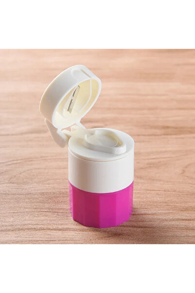 choice2 مطحنة أقراص مسحوق محمولة 4 في 1، بأربع طبقات، لون أحمر وردي، قاطع أقر...