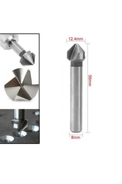 Choice5 12.4mm 1/6pcs 3 Flute Countersink Drill Bit 90 Degree Chamfering Tool...