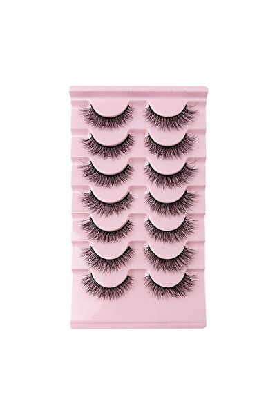 Choice5 E 7/10 Pairs Natural Fluffy False Eyelashes D Curl Eyelashes Cat Eye ...