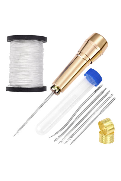 Choice1 طقم خياطة جلد مكون من 4 قطع، يتضمن إبرة خياطة جلد مع مقبض لكل قطعة، م...