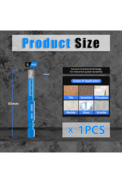 Choice3 Hexagonal 6mm 5-16mm Hexagonal Shank Brazed Dry Ceramic Tile Drill Bi...