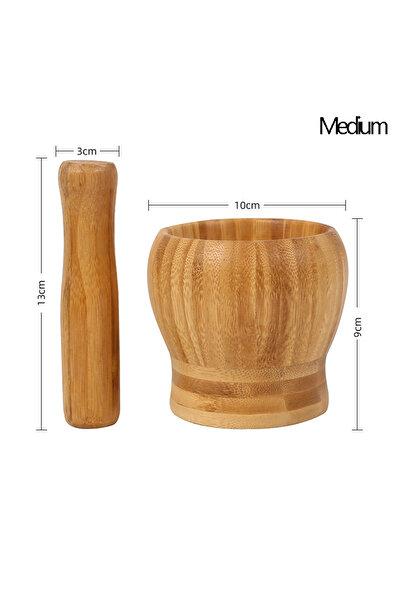 choice2 Medium Traditional Bamboo Mortar and Pestle Set Garlic Grinder Herb S...