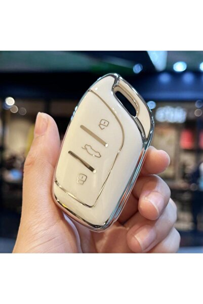 Choice4 غطاء مفتاح أبيض اللون، سلسلة مفاتيح لسيارات MG ZS، MG6 EV، EZS HS، EH...