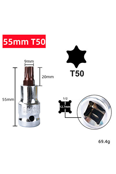 Choice9 رأس مفك براغي سداسي T50 قطعة واحدة، مناسب لرؤوس مفكات براغي توركس مقا...