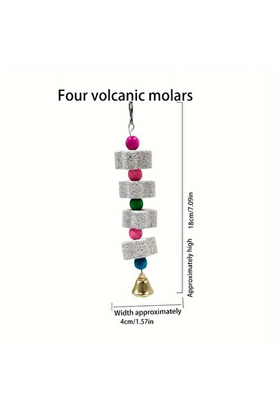 Choice حجر طحن كبير جدًا للببغاء، خيط لطحن أسنان الطيور، جرس مزخرف، حجر معدني...
