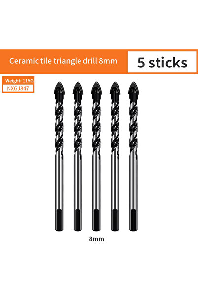 Choice1 8mm 5pcs Newshark Tile Triangle Drill Bit Set Multifunctional Metal D...