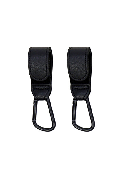 Choice6 خطافان أسودان لعربة الأطفال، مصنوعان من جلد البولي يوريثان، لتنظيم عر...