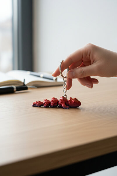 Pazarois سلسلة مفاتيح متحركة على شكل تنين باللون الأحمر