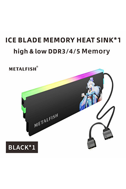 choice2 Black 1 PCS METALFISH DRAM Heatsink 5V-3PIN ARGB DDR3 DDR4 DDR5 Alumi...