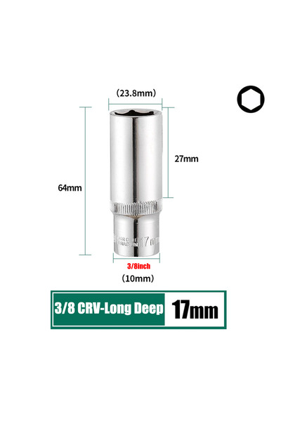 Choice10 مجموعة مفاتيح ربط سداسية طويلة وعميقة من الكروم والفاناديوم، مقاس 17...