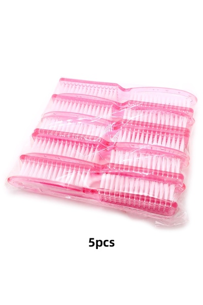 Choice 10pcs 2/5/10Pcs Pack Transparent Pink Nail Brushes Ergonomic Handle Ma...