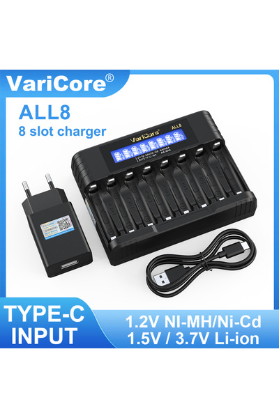 Choice7 ALL8-5V 2A-EU VariCore ALL8 ALL4 USB Type-C لـ 1.2V Ni-MH AA/AAA 1.5V...