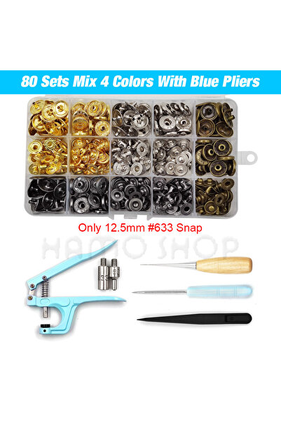 Choice3 80 Sets With Blue Snap Fasteners Kit Metal Button Snaps with Fastener...