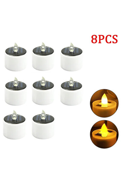 Choice6 مجموعة WarmLight من 8 قطع من 10 شموع LED تعمل بالطاقة الشمسية بدون له...