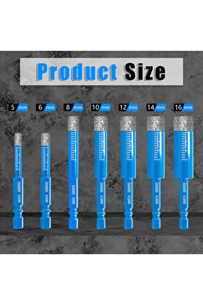 Choice13 مجموعة 7 قطع سداسية الشكل - من 5 إلى 16 مم، مثقاب سيراميك جاف ملحوم ...