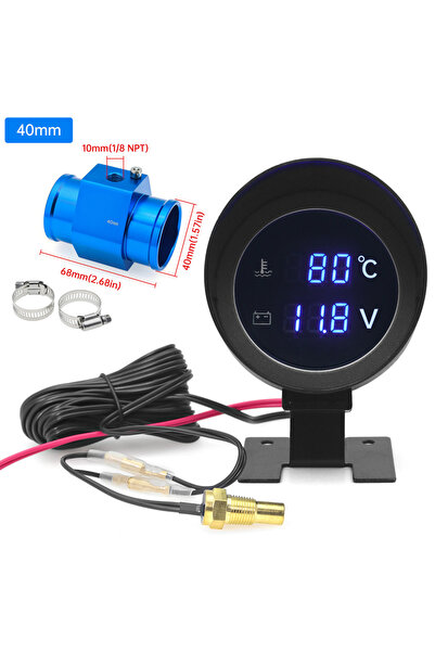 Choice5 with 40mm Blue LED Digital Water Temp Gauge 2 in 1 Round Voltmeter Wi...