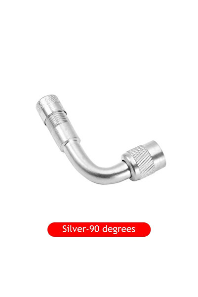 Choice4 صمام إطار سيارة فضي بزاوية 90 درجة (قطعة واحدة) - أنبوب تمديد نفخ الإ...