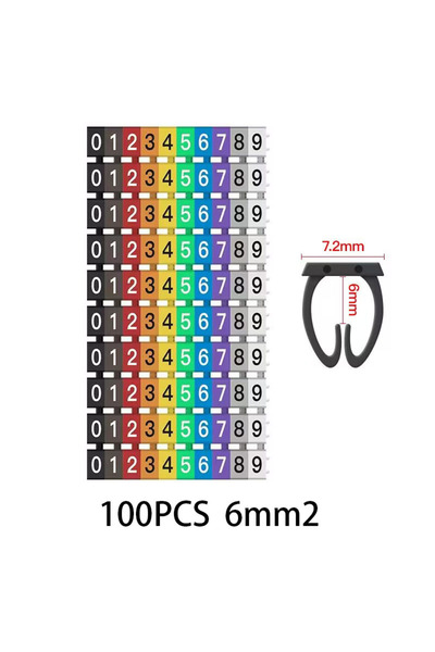 choice2 100 قطعة من علامات الكابلات الملونة من النوع C، مقاس 6 مم، 2-0-9-100،...