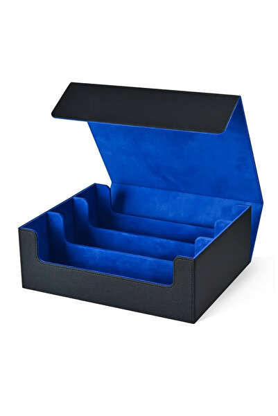 Choice3 صندوق تخزين بطاقات التداول باللونين الأسود والأزرق، يتسع لأكثر من 180...